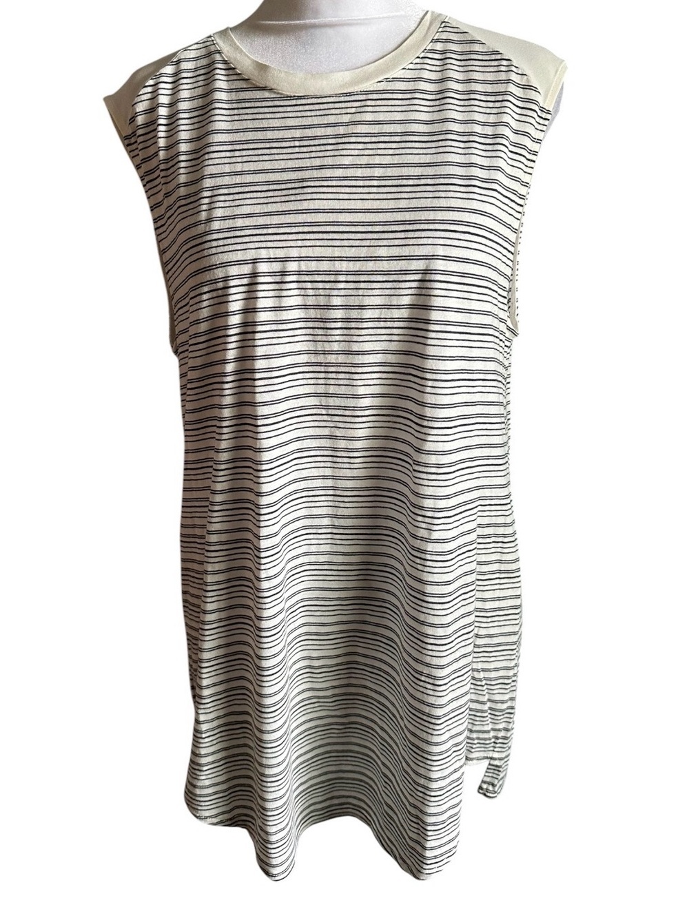 LOFT Cream and Black Striped Tank size L